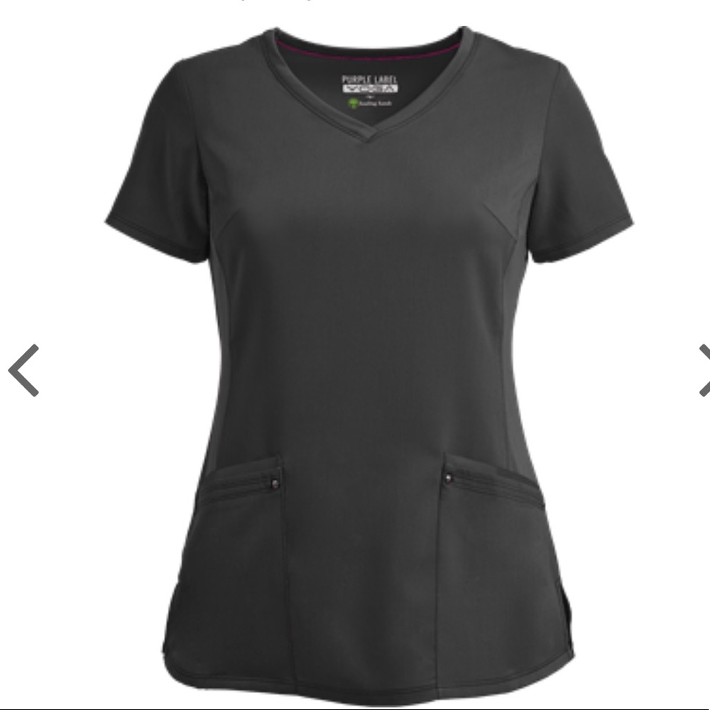 Healing Hands Purple Heart black scrub top